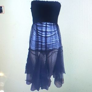 Hem Thread Sheer Tube Top New Black Tulle